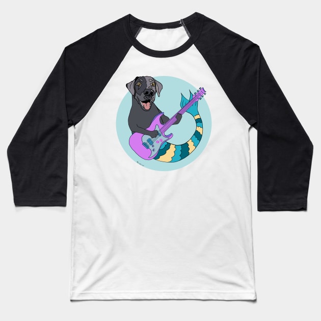 Guitar Playing Mermutt Baseball T-Shirt by abrushwithhumor